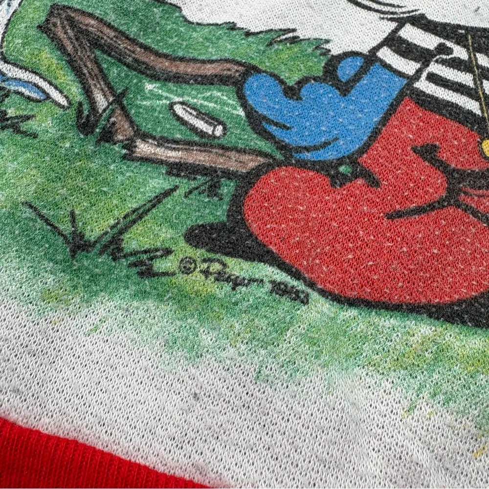 Vintage 80s Papa Smurf Sears Tag Win Or Lose Smurf The Game Hoodie Top Small 4